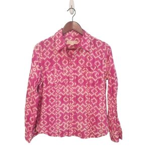 Michael Kors Womens Pink Aztec Button Front Feminine‎ Top Size Medium